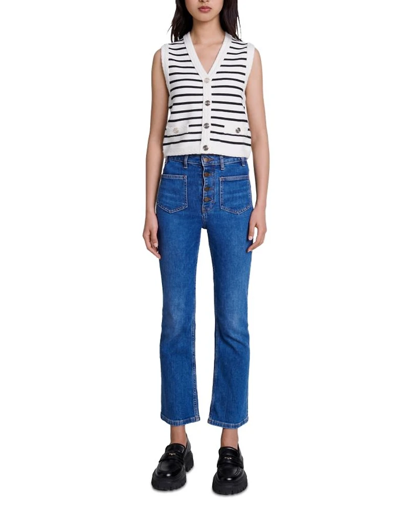 Melisse Striped Sleeveless Cardigan
