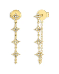 Ef Collection 14K Yellow Gold Diamond Sparkle Chain Stud Earrings