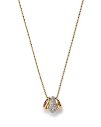 Diamond & Polished Ring Pendant Necklace in 14K White & Yellow Gold, 0.2 tcw