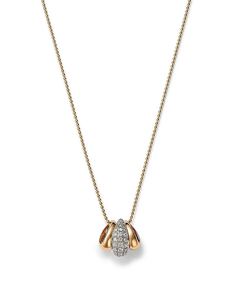 Bloomingdale's Fine Collection Diamond & Polished Ring Pendant Necklace