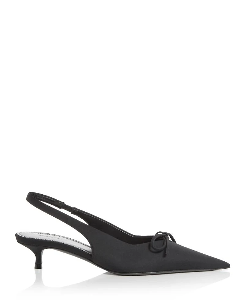 Women's Knife Bow Slingback Kitten Heel Pumps