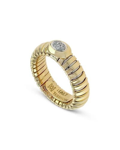 18K Yellow Gold Via Giardino Tubogas Diamond Cluster Ring