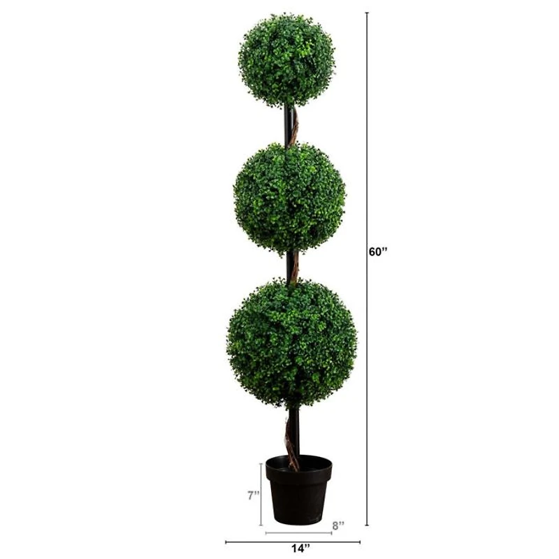 5' Artificial Triple Ball Boxwood Topiary Tree (Indoor/Outdoor)