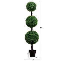 5' Artificial Triple Ball Boxwood Topiary Tree (Indoor/Outdoor)