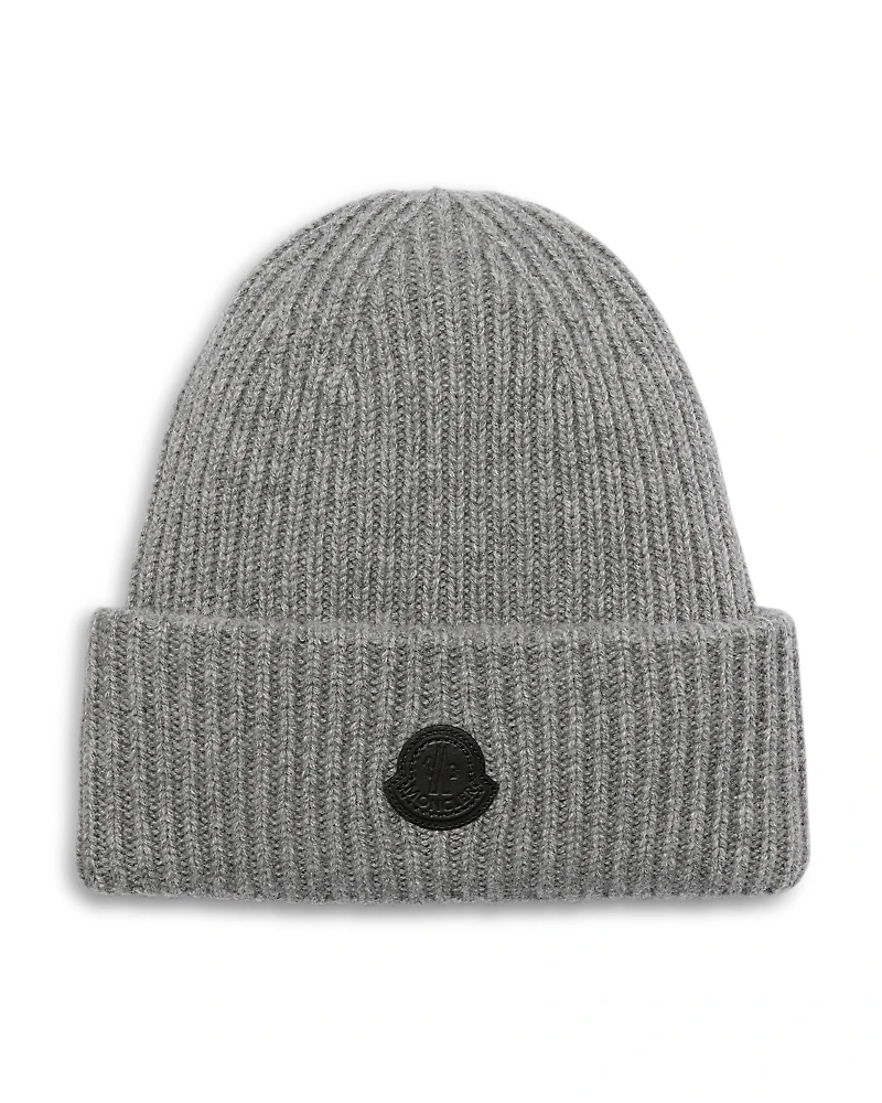 Moncler Logo Detail Rib Knit Cashmere Hat