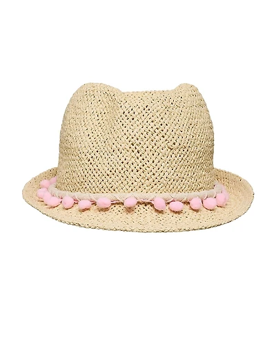 Snapper Rock Girls' Pink Pompom Fedora - Little Kid, Big Kid