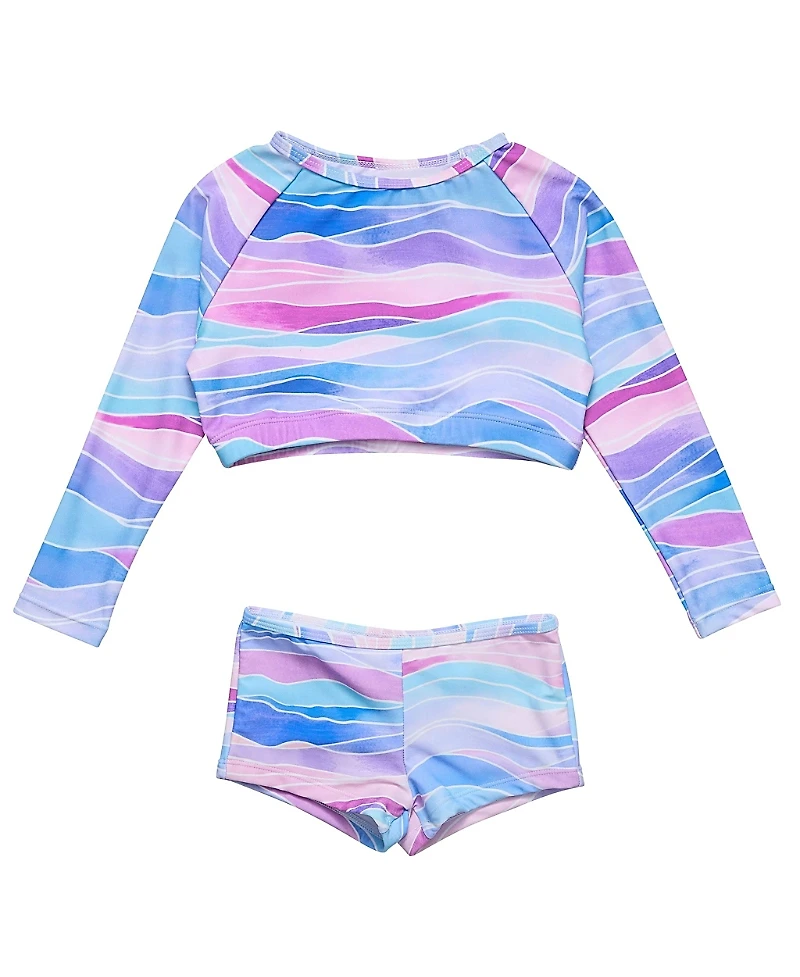 Snapper Rock Unisex Water Hues Crop Long Sleeve Rash Top Set