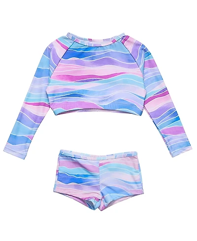 Snapper Rock Unisex Water Hues Crop Long Sleeve Rash Top Set
