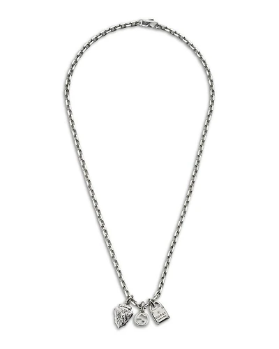 Sterling Silver Trademark Three Charm Logo Pendant Necklace, 20"