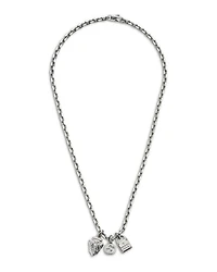 Sterling Silver Trademark Three Charm Logo Pendant Necklace, 20"