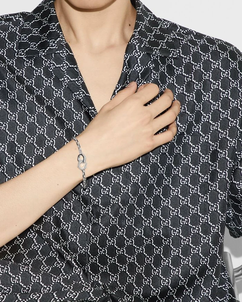 Sterling Silver Trademark Hexagon Interlocking Links Chain Bracelet