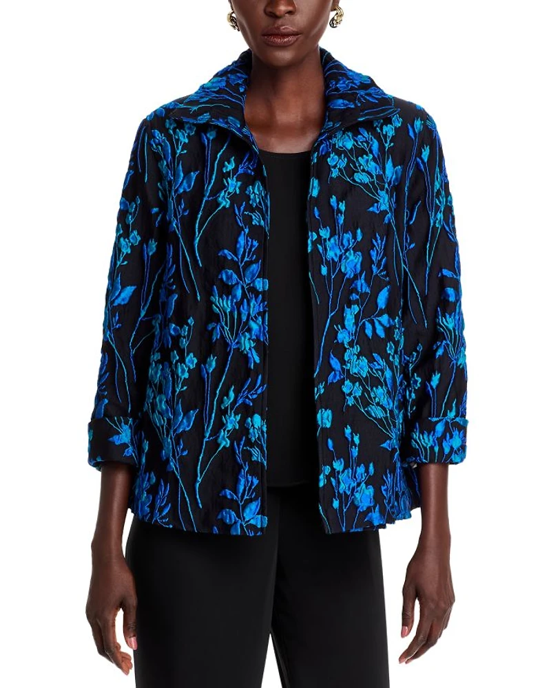 Floral Jacquard A Line Jacket