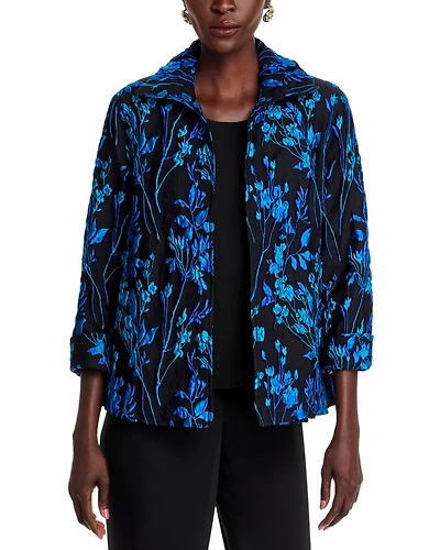 Floral Jacquard A Line Jacket