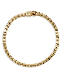 Men's 18K Yellow Gold Spiritual Beads Textured Square Link Bracelet