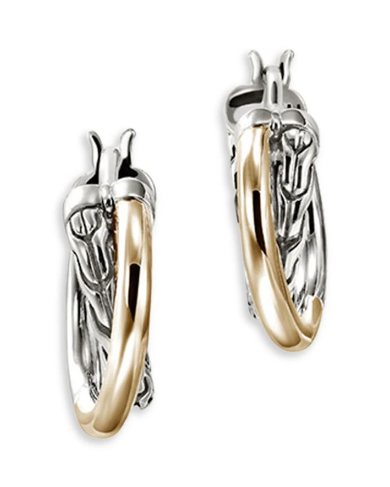 14K Yellow Gold & Sterling Silver JH Essentials Crossover Earrings