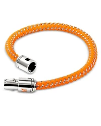 Men's Stainless Steel Orange Rubber & Enamel Woven Bracelet