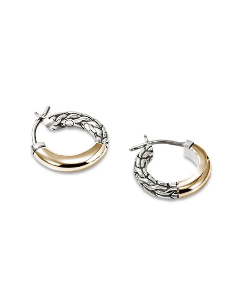 14K Yellow Gold & Sterling Silver JH Essentials Crossover Hoop Earrings, 10mm