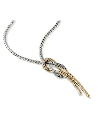 14K Yellow Gold & Sterling Silver Love Knot Lariat Necklace, 16-18"
