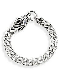Sterling Silver Naga Blue Sapphire Snake Curb Link Bracelet