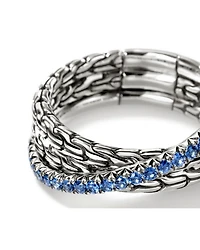 Sterling Silver JH Essentials Blue Sapphire Pavé Crossover Statement Ring
