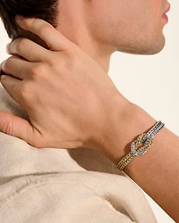 14K Yellow Gold & Sterling Silver Love Knot Woven Chain Statement Bracelet