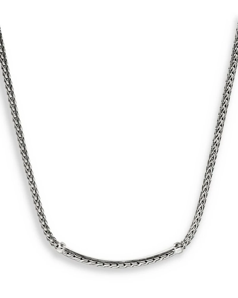 Sterling Silver JH Essentials Sapphire Pavé Curved Bar Necklace