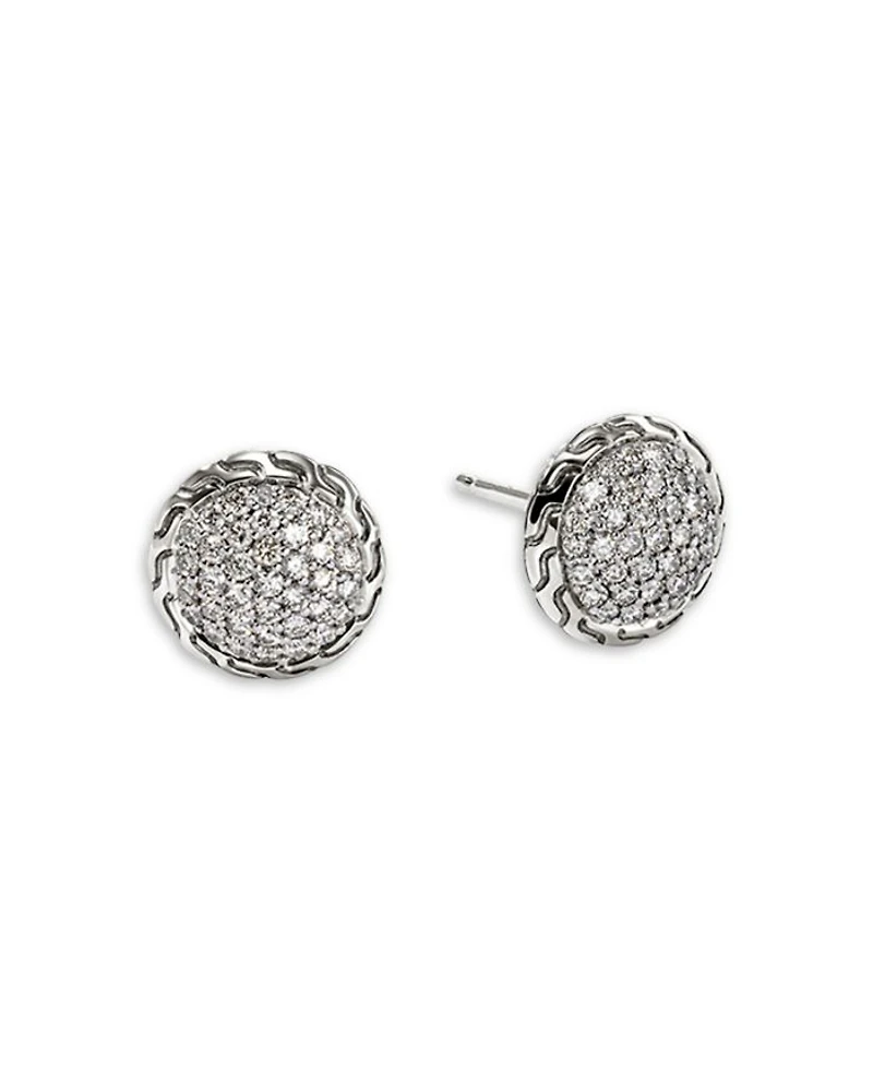 Sterling Silver JH Essentials Diamond Pavé Stud Earrings, 0.55 tcw