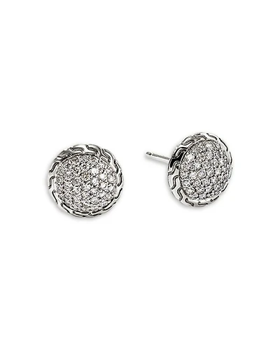 Sterling Silver JH Essentials Diamond Pavé Stud Earrings, 0.55 tcw