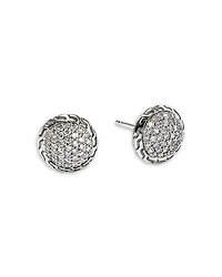 Sterling Silver JH Essentials Diamond Pavé Stud Earrings, 0.55 tcw