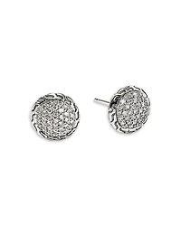 John Hardy Sterling Silver Jh Essentials Diamond Pave Stud Earrings, 0.55 tcw