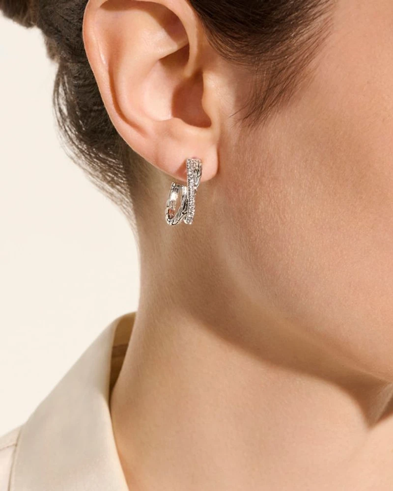 Sterling Silver JH Essentials Diamond Pavé Crossover Earrings, 0.28 tcw