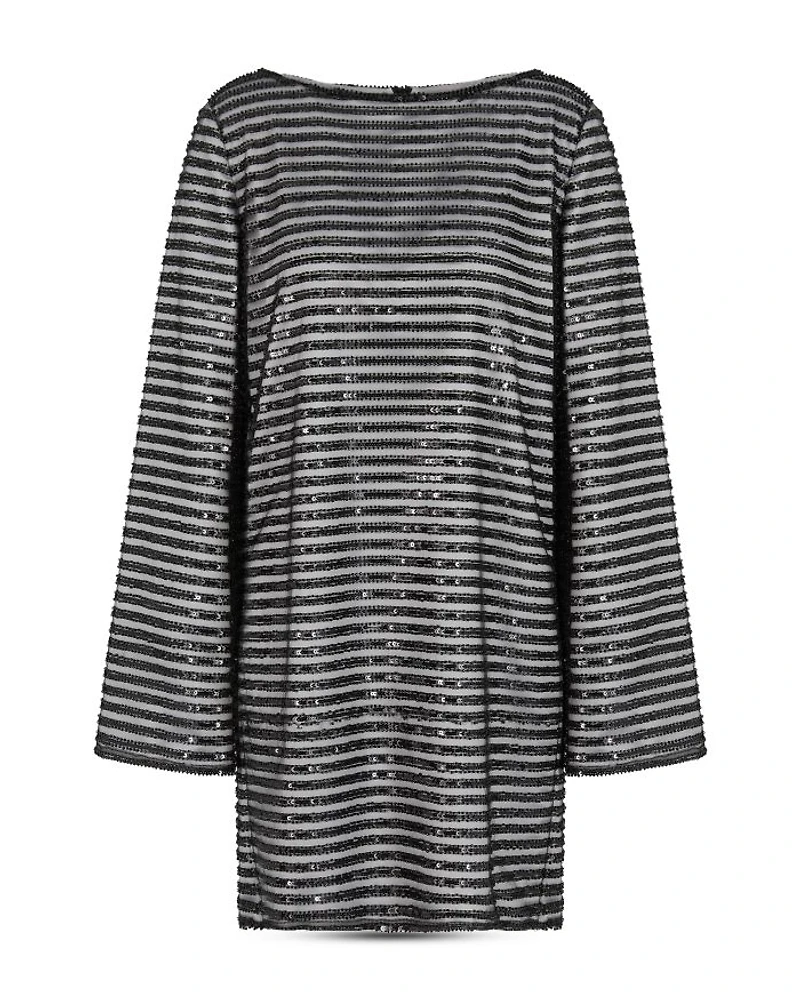 Sequined Stripe Mini Dress