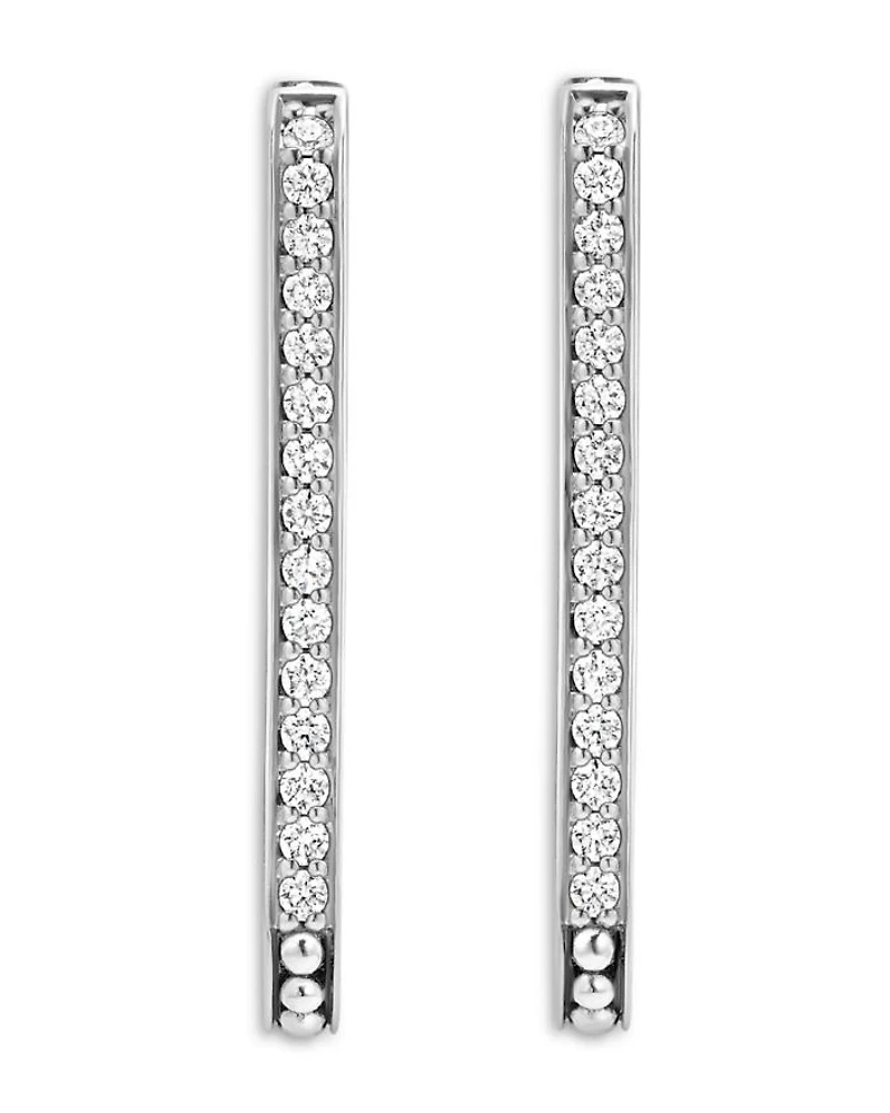 14K Yellow Gold & Sterling Silver Caviar Spark Diamond Medium Oval Hoop Earrings