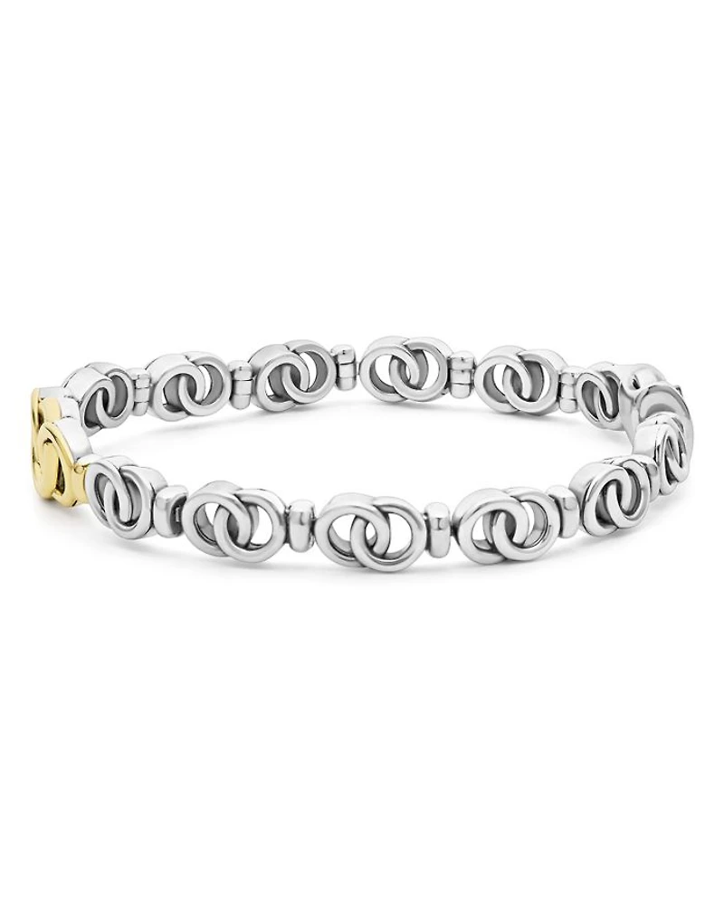 18K Yellow Gold & Sterling Silver Signature Caviar Interlocking Link Bracelet