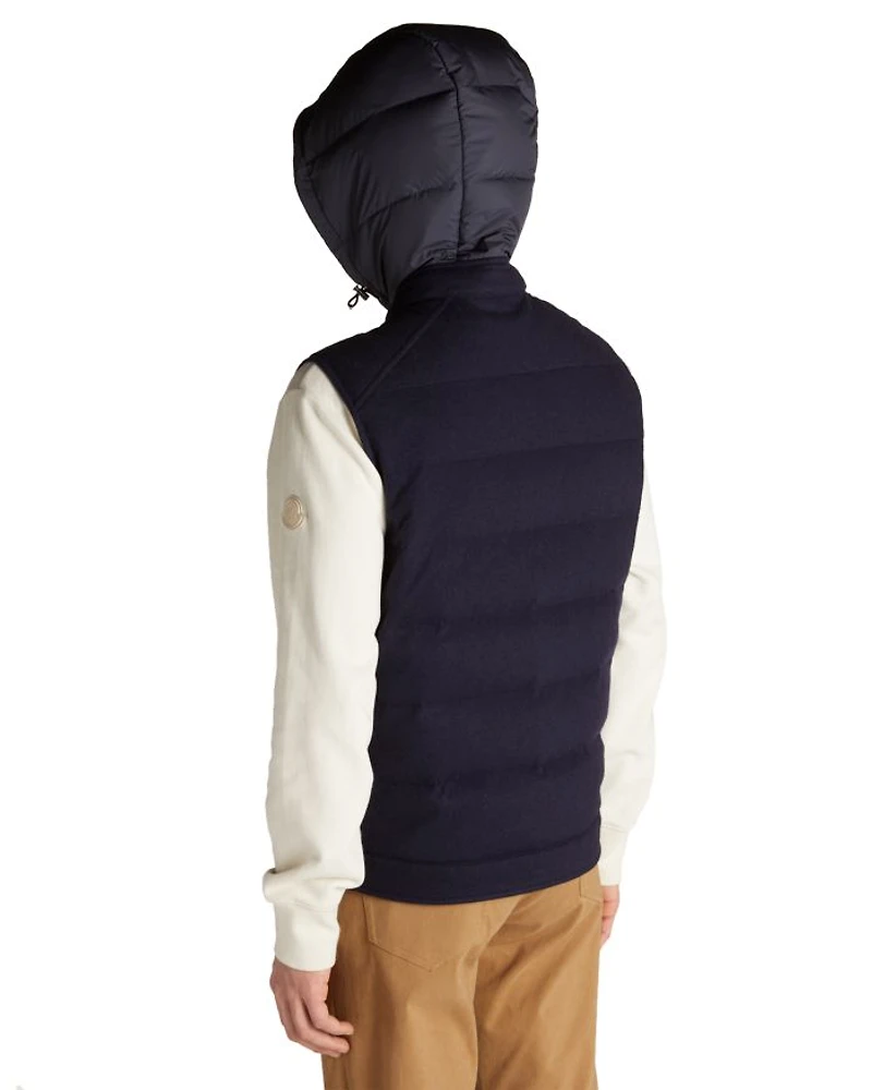 Rezila Cashmere & Nylon Full Zip Hooded Down Vest