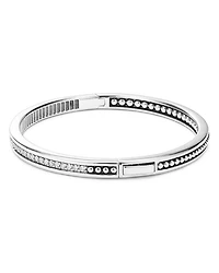Sterling Silver Caviar Spark Diamond Bangle Bracelet