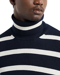 Striped Ribbed Turtleneck Sweater
