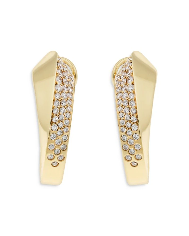 18K Yellow Gold Like Diamond Pavé Curved Hoop Earrings - Exclusive, Italy Campaign