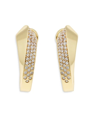 18K Yellow Gold Like Diamond Pavé Curved Hoop Earrings - Exclusive, Italy Campaign