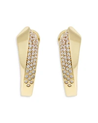 18K Yellow Gold Like Diamond Pavé Curved Hoop Earrings - Exclusive, Italy Campaign