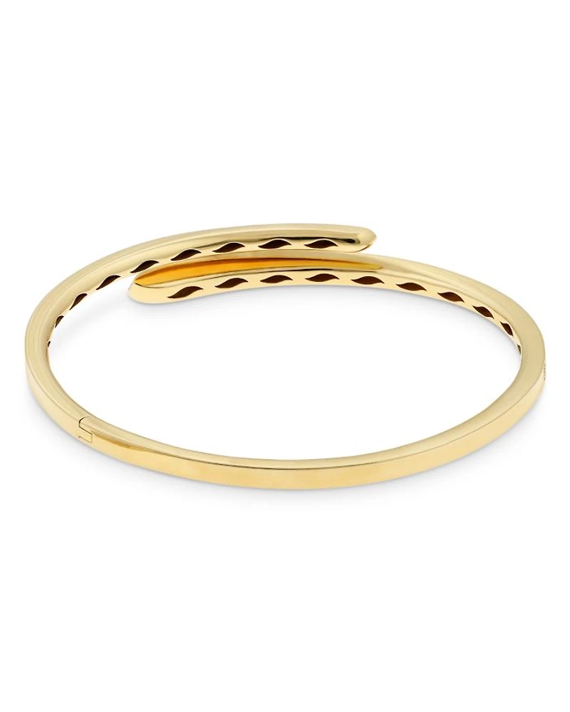 18K Yellow Gold Like Diamond Pavé Bypass Slim Bangle Bracelet - Exclusive, Italy Campaign