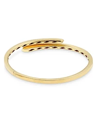 18K Yellow Gold Like Diamond Pavé Bypass Slim Bangle Bracelet - Exclusive, Italy Campaign