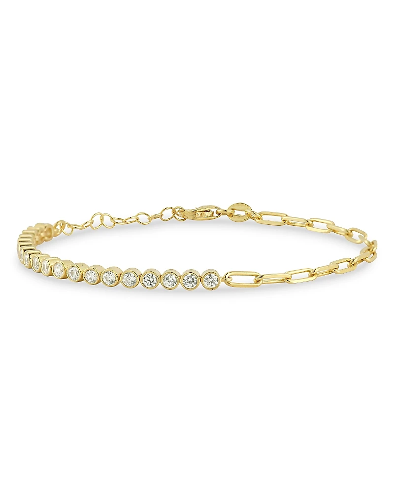 Aqua Cubic Zirconia Tennis & Curb Chain Bracelet - Exclusive