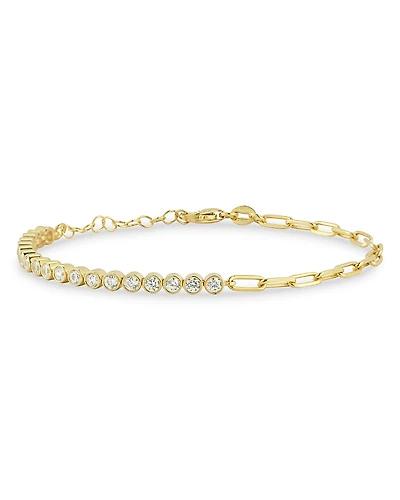 Aqua Cubic Zirconia Tennis & Curb Chain Bracelet - Exclusive
