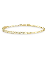 Aqua Cubic Zirconia Tennis & Curb Chain Bracelet - Exclusive