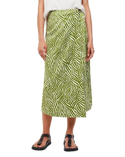 Linear Leaf Wrap Midi Skirt