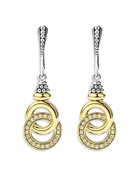 18K Yellow Gold & Sterling Silver Signature Caviar Diamond Interlocking Drop Earrings