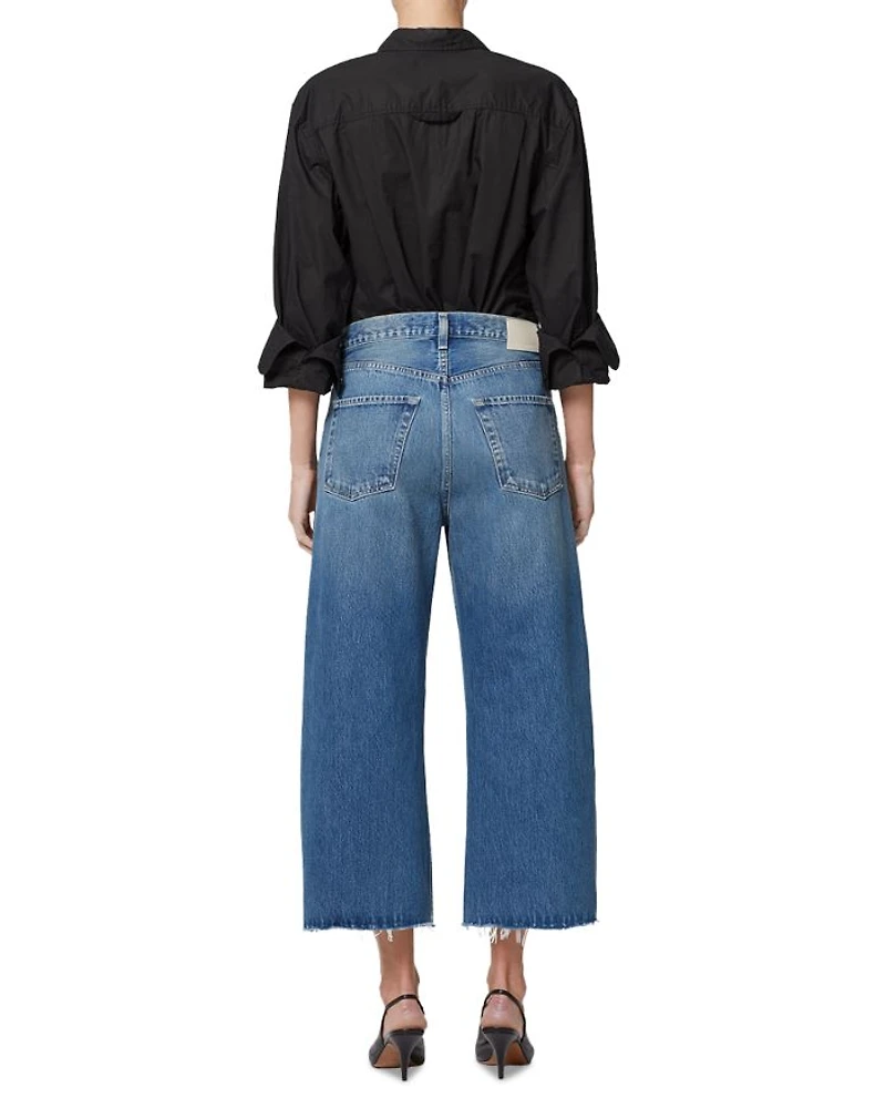 Ayla Raw Hem High Rise Cropped Wide Leg Jeans Doheny