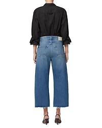 Ayla Raw Hem High Rise Cropped Wide Leg Jeans Doheny