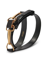 Horsebit Croc Embossed Leather Belt